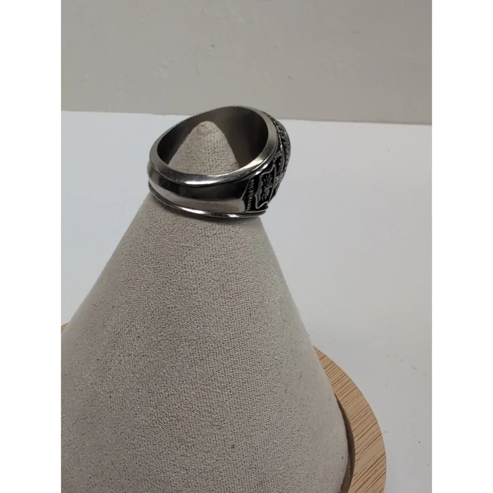 United States Air Force Military April Clear CZ Birthstone Men Ring Size 11